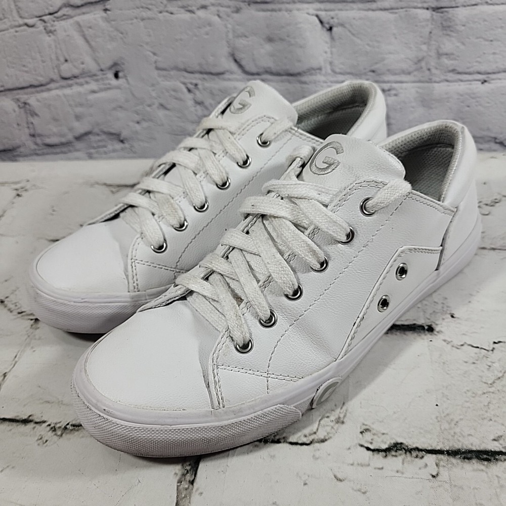 G by Guess Chai White Leather‎ Low-Rise Sneakers Lace-Up Shoes Size 8.5 M